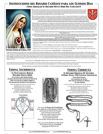 Fatima Movement Rosary Flier - Spanish