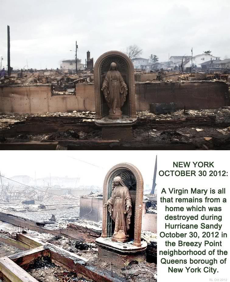 Statue of God Our Lady survives the New York Hurricane