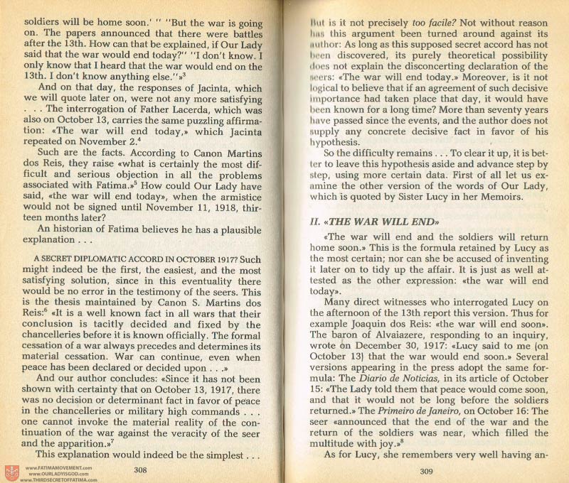 The Whole Truth About Fatima Volume 1 pages 308-309