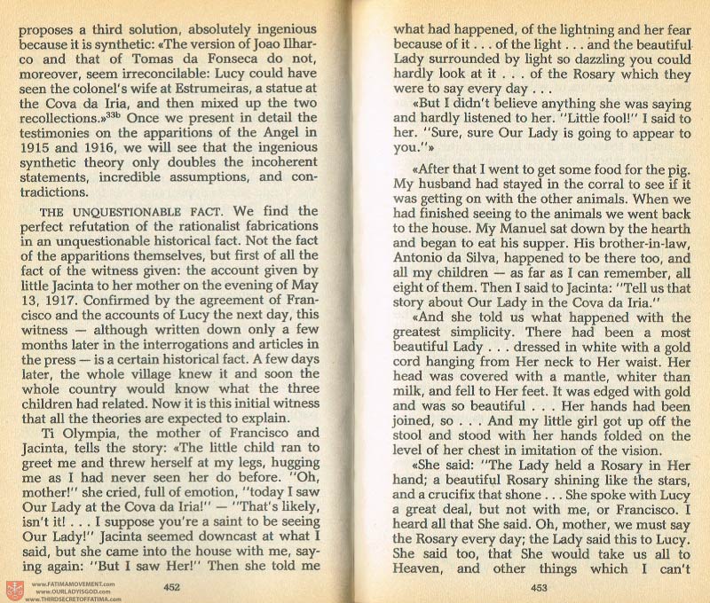 The Whole Truth About Fatima Volume 1 pages 452-453