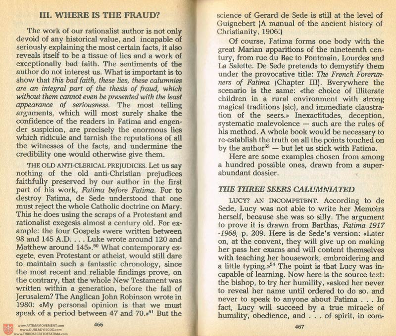 The Whole Truth About Fatima Volume 1 pages 466-467