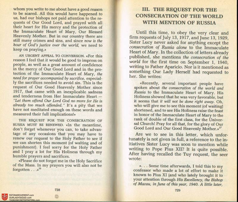 The Whole Truth About Fatima Volume 2 pages 706-707