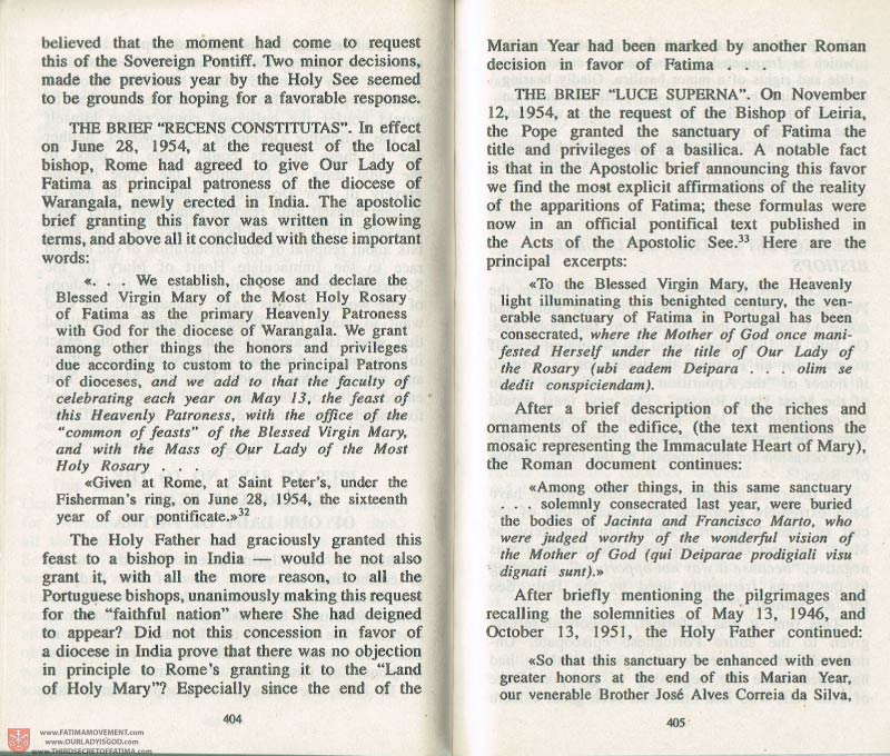 The Whole Truth About Fatima Volume 3 pages 404-405
