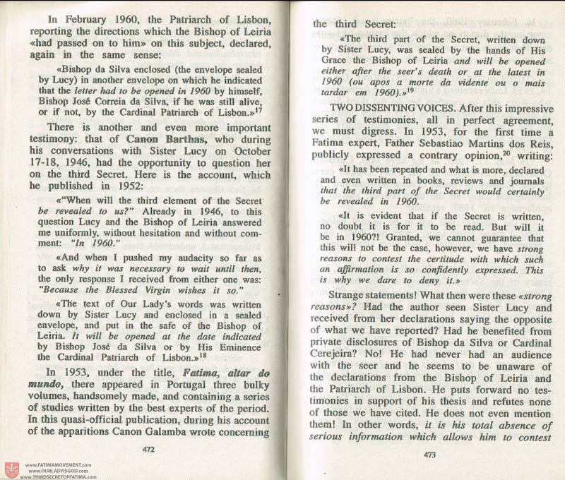 The Whole Truth About Fatima Volume 3 pages 472-473