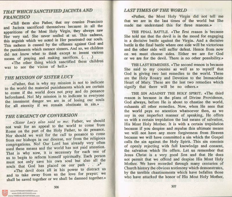 The Whole Truth About Fatima Volume 3 pages 506-507