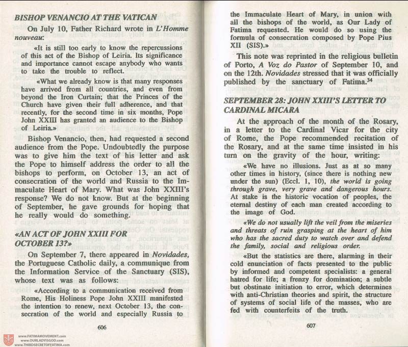 The Whole Truth About Fatima Volume 3 pages 606-607