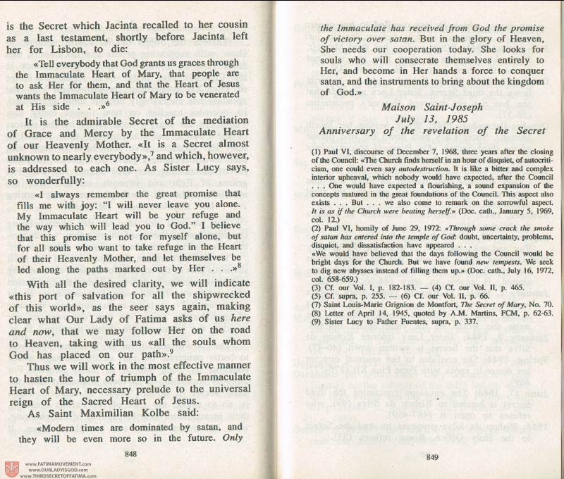 The Whole Truth About Fatima Volume 3 pages 848-849