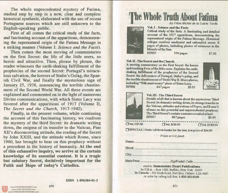 The Whole Truth About Fatima Volume 3 pages 870-871