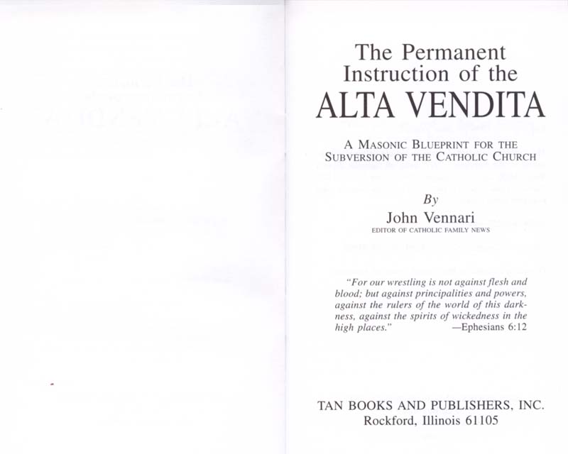 The Permanent Instruction of the Alta Vendita: A Masonic Blueprint for the Subversion of The Catholic Church page ii-iii