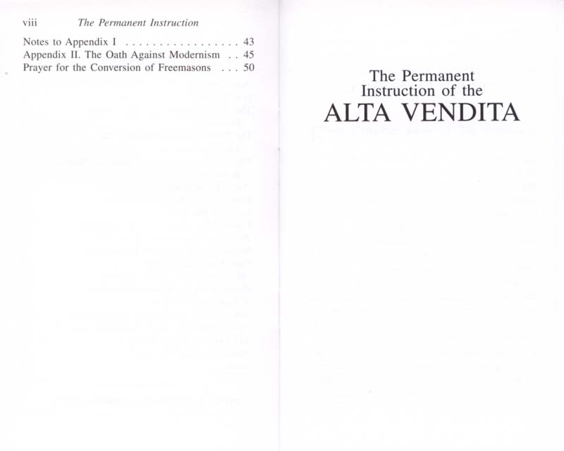 The Permanent Instruction of the Alta Vendita: A Masonic Blueprint for the Subversion of The Catholic Church page viii-ix