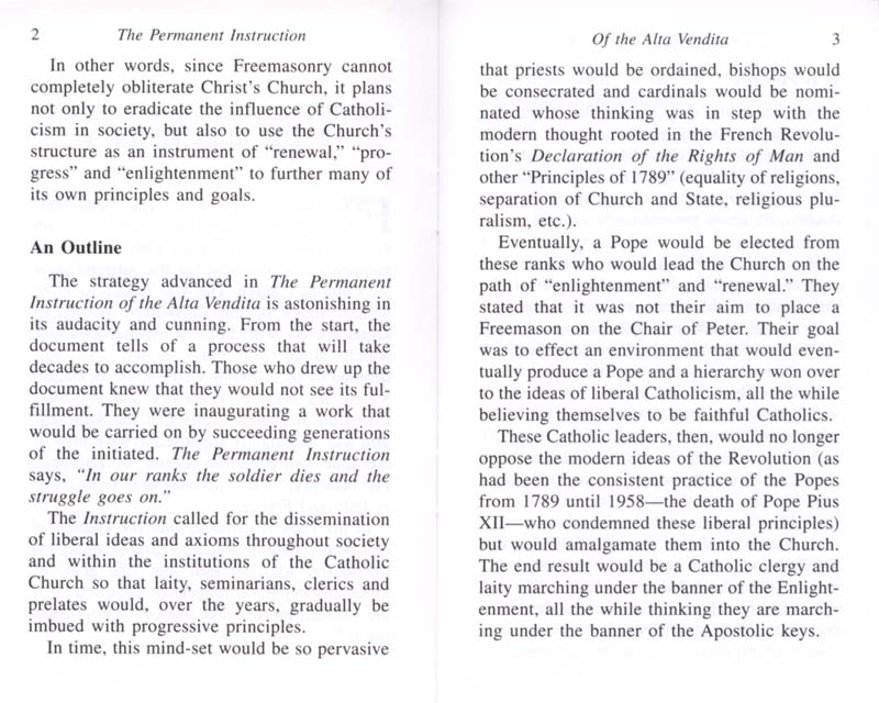 The Permanent Instruction of the Alta Vendita: A Masonic Blueprint for the Subversion of The Catholic Church page 2-3