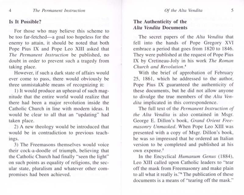 The Permanent Instruction of the Alta Vendita: A Masonic Blueprint for the Subversion of The Catholic Church page 4-5