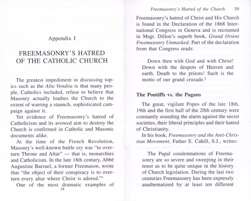 The Permanent Instruction of the Alta Vendita: A Masonic Blueprint for the Subversion of The Catholic Church page 38-39