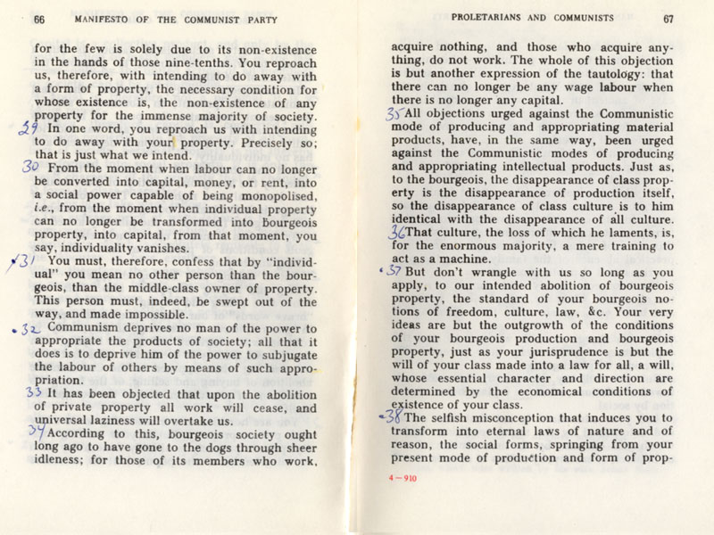 Jewish Freemason Karl Marx's Communist Manifesto, 1977 copy page 0368