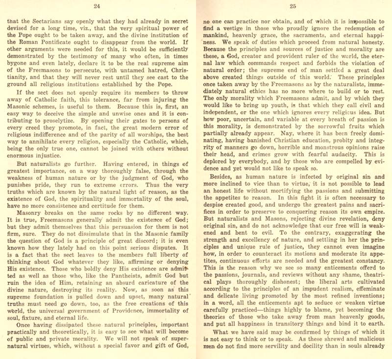 Freemason Albert Pike vs. Freemason Leo XIII: 1884 Humanum Genus pp. 24-25