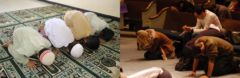 Heretical Muslims and Christians bow down to Satan