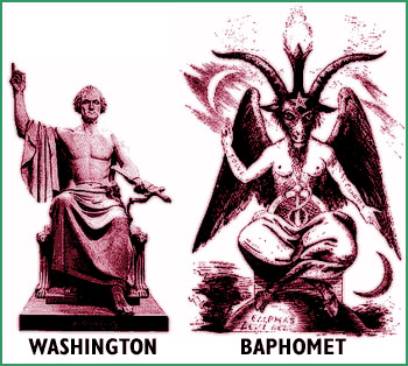 George Washington and Baphomet posed