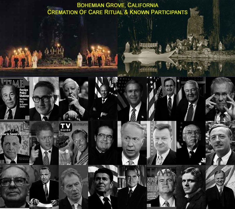 Bohemian Grove Cremation of Care Ceremony and recent participants