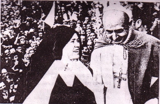 The fake Sister Lucy with co-conspirator and Antipope Paul VI (1963-1978)