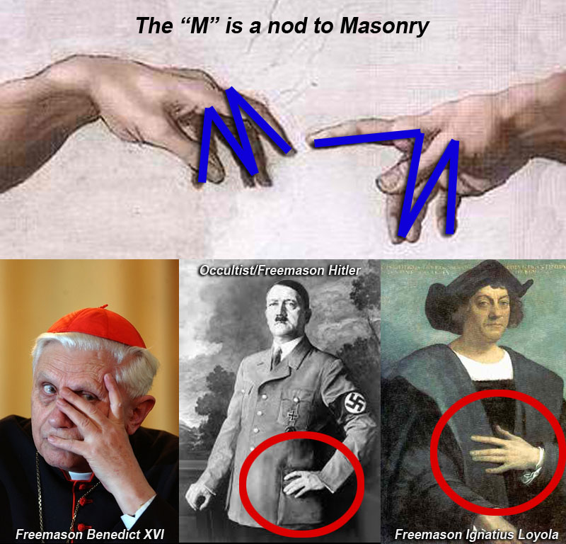 Freemasons know how to communicate with each other, using their "M" handsigns.