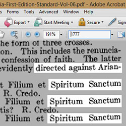 The Original Catholic Encyclopedia documents the baptism rite of Catholics against Arianism, showing Spiritum Sanctum was used. The 'Lord'/Father/Patrem is a separate issue. 