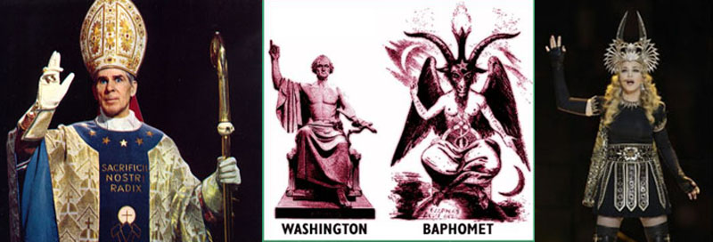 Baphomet posers Fulton Sheen, George Washington, Madonna