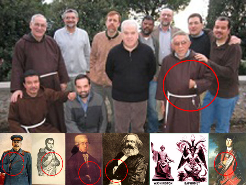 These false Catholic monks were holding the Authentic Third Secret of Fatima and are now claiming ownership of the Catholic Church and the government of Portugal. Notice the Illuminati handsign.