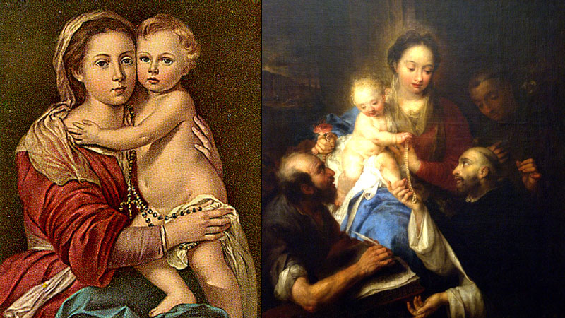 Many paintings from the Middle Ages featured Rosaries without the heretical Lord beads but portrayed God as an infant.