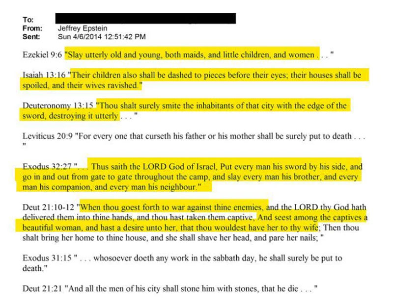 Jeffrey Epstein favorite Bible verses